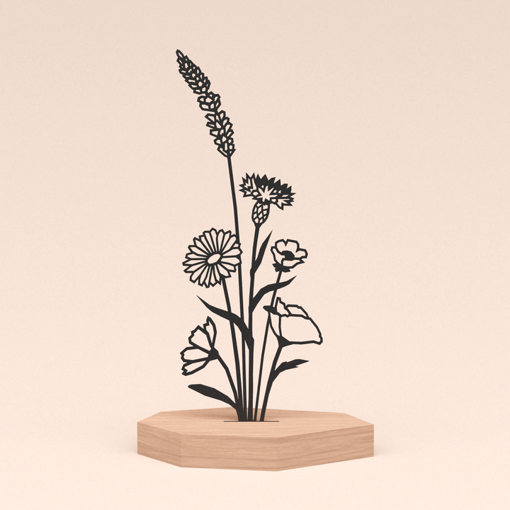 geometrische design illustratie bloemenboeket in kersenhouten standaard