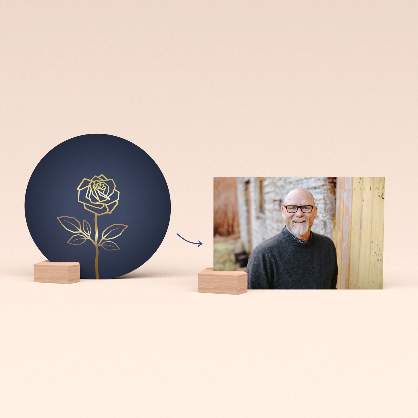 Condoleance cadeau met Gouden Roos kaart (blauw)