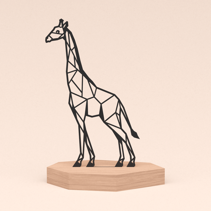 geometrische design illustratie giraf in kersenhouten standaard