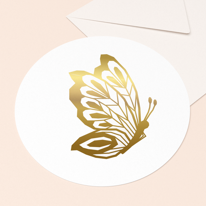 luxe kaart gouden vlinder met goud in vierkante envelop