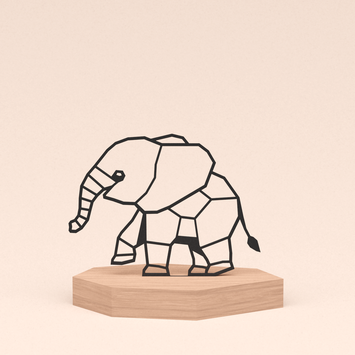 geometrische design illustratie olifant in kersenhouten standaard