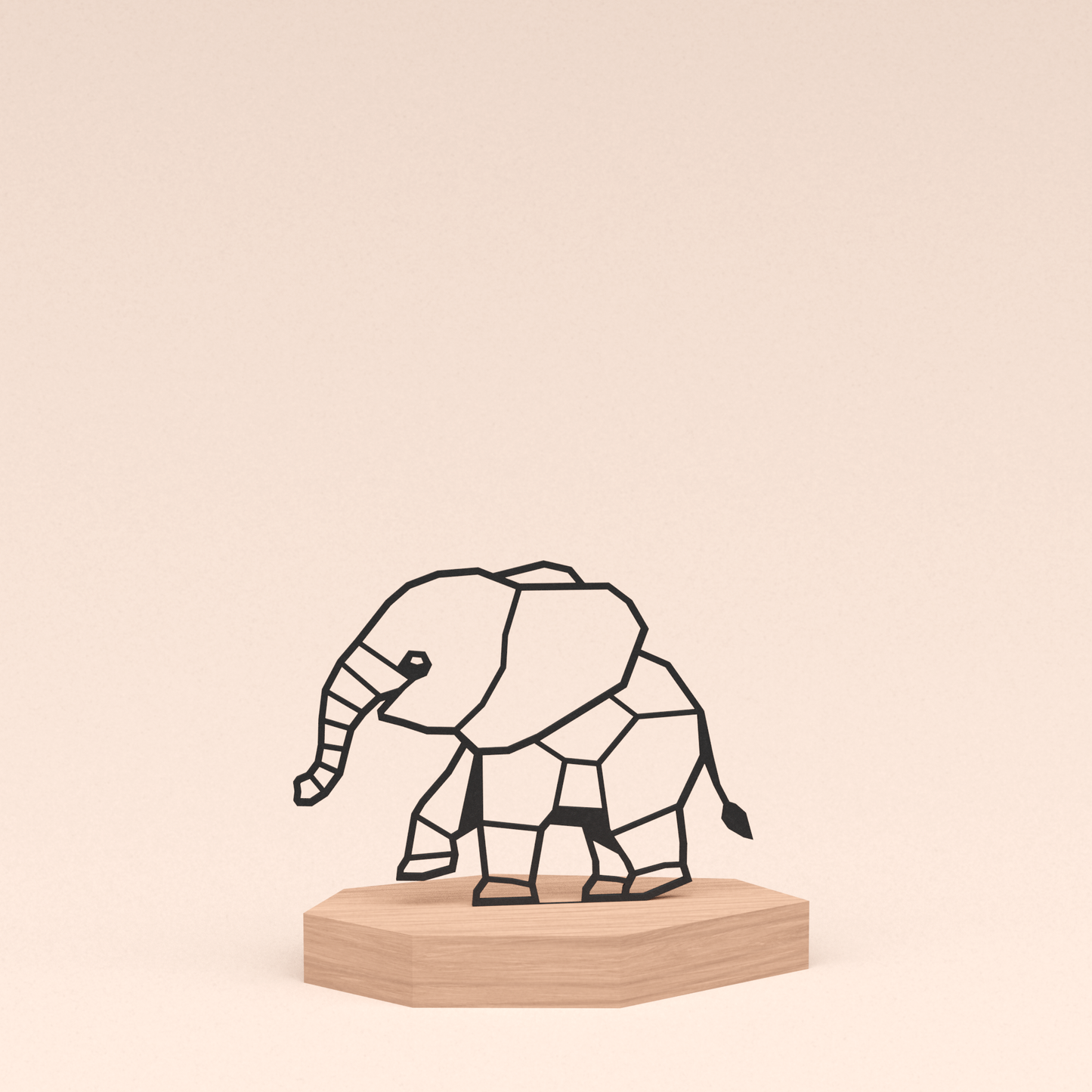 geometrische design illustratie olifant in kersenhouten standaard