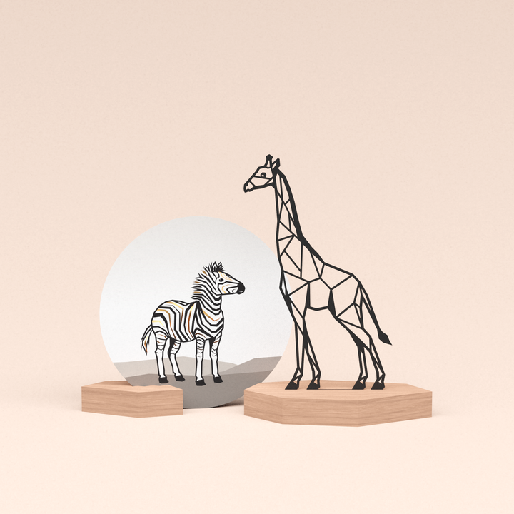 luxe cadeau kaarthouder met giraf illustratie en ronde kaart zebra