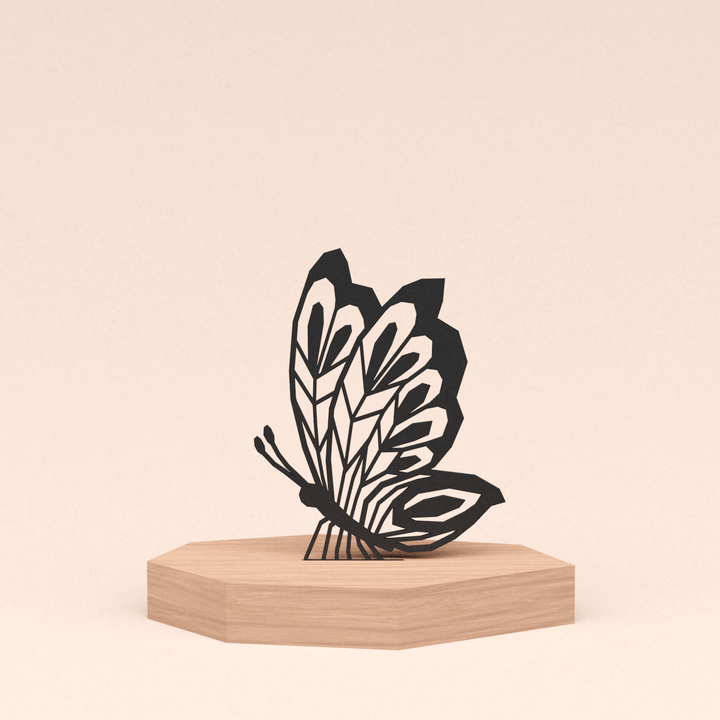 geometrische design illustratie vlinder in kersenhouten standaard