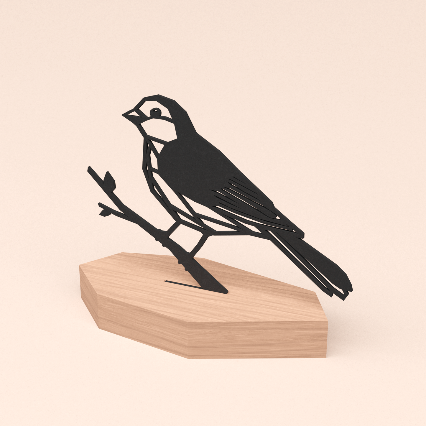 matzwarte design illustratie mus in houten standaard