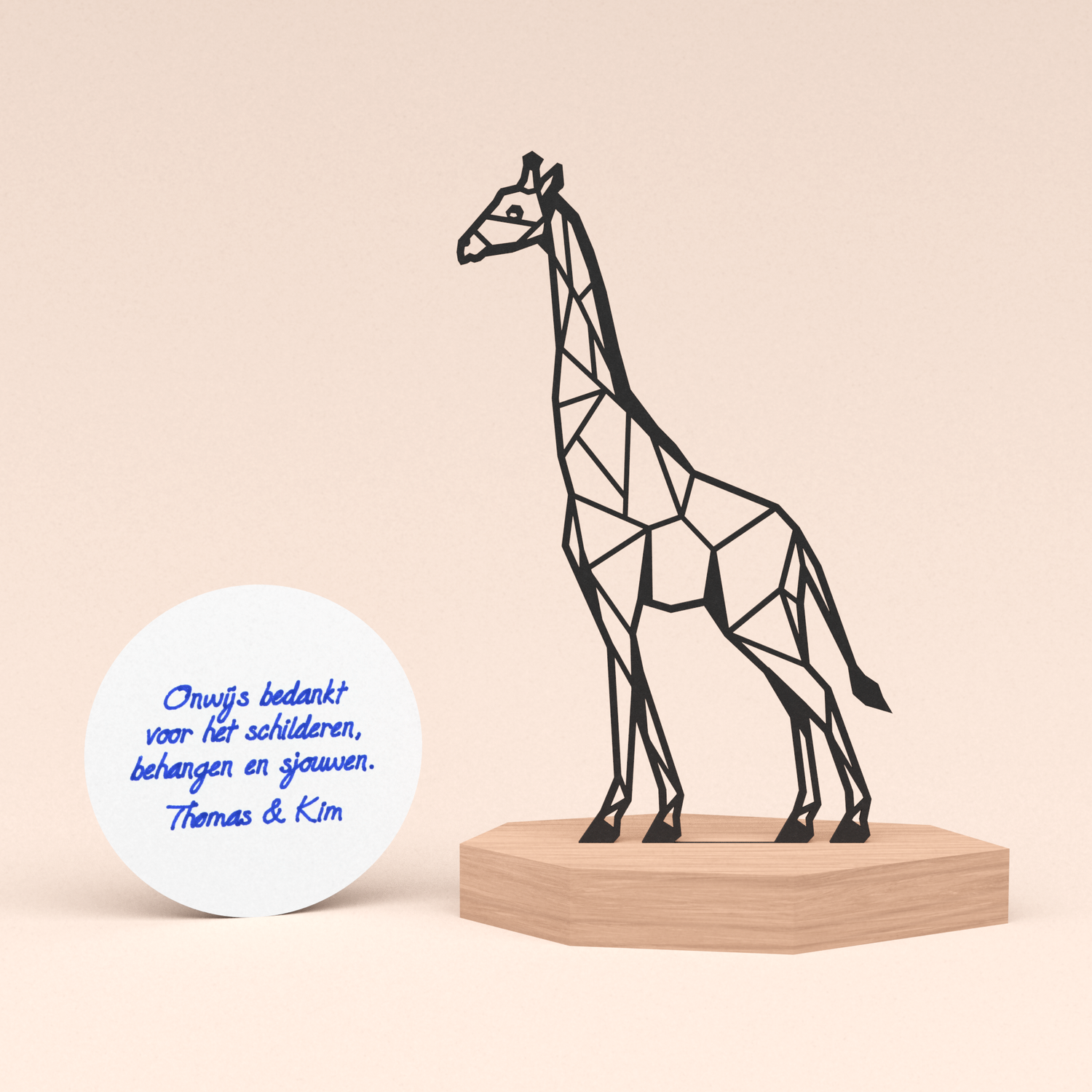 Bedankt illustraties in houten standaard