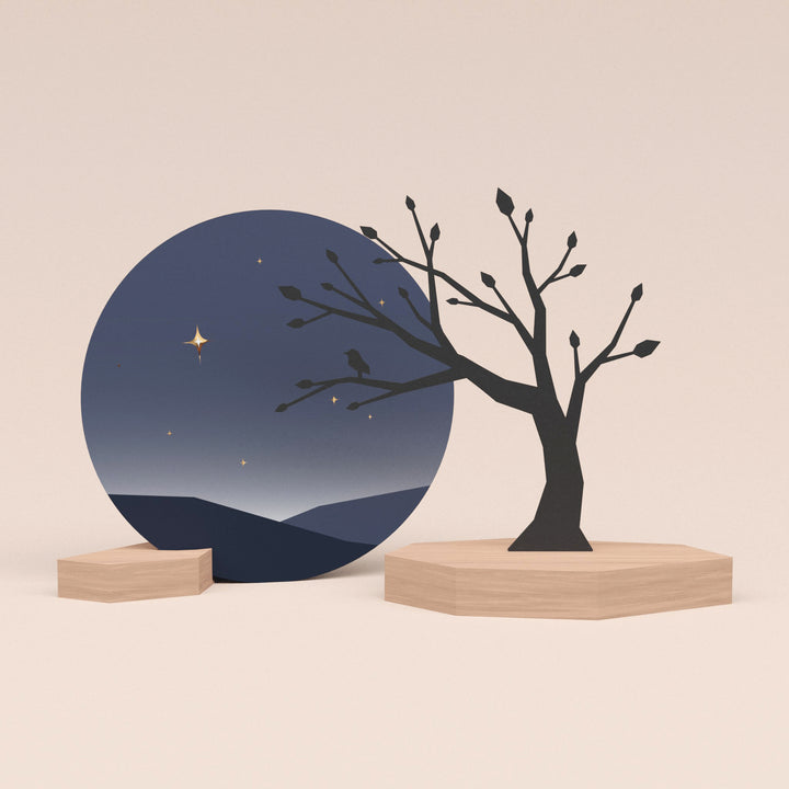 Luxe set: Boom met wenskaart en 2 blokjes