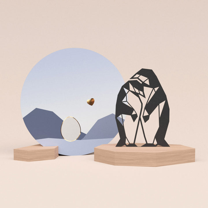 Luxe set: Pinguins met wenskaart en 2 blokjes