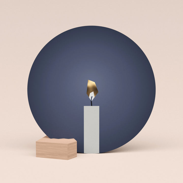 Wenskaart (pen geschreven) met houten blokje