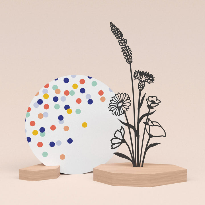 Luxe set: Boeket met wenskaart en 2 blokjes