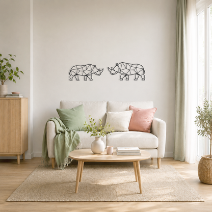 3D Wanddecoratie Neushoorn zwart