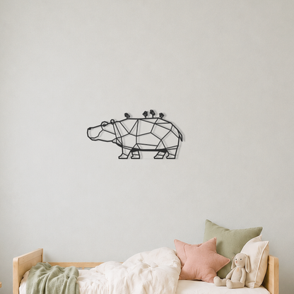 3D Wanddecoratie Nijlpaard zwart