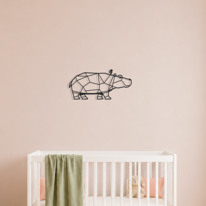 Wanddecoratie Nijlpaard zwart