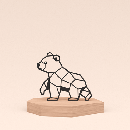 geometrische design illustratie beer in kersenhouten standaard  