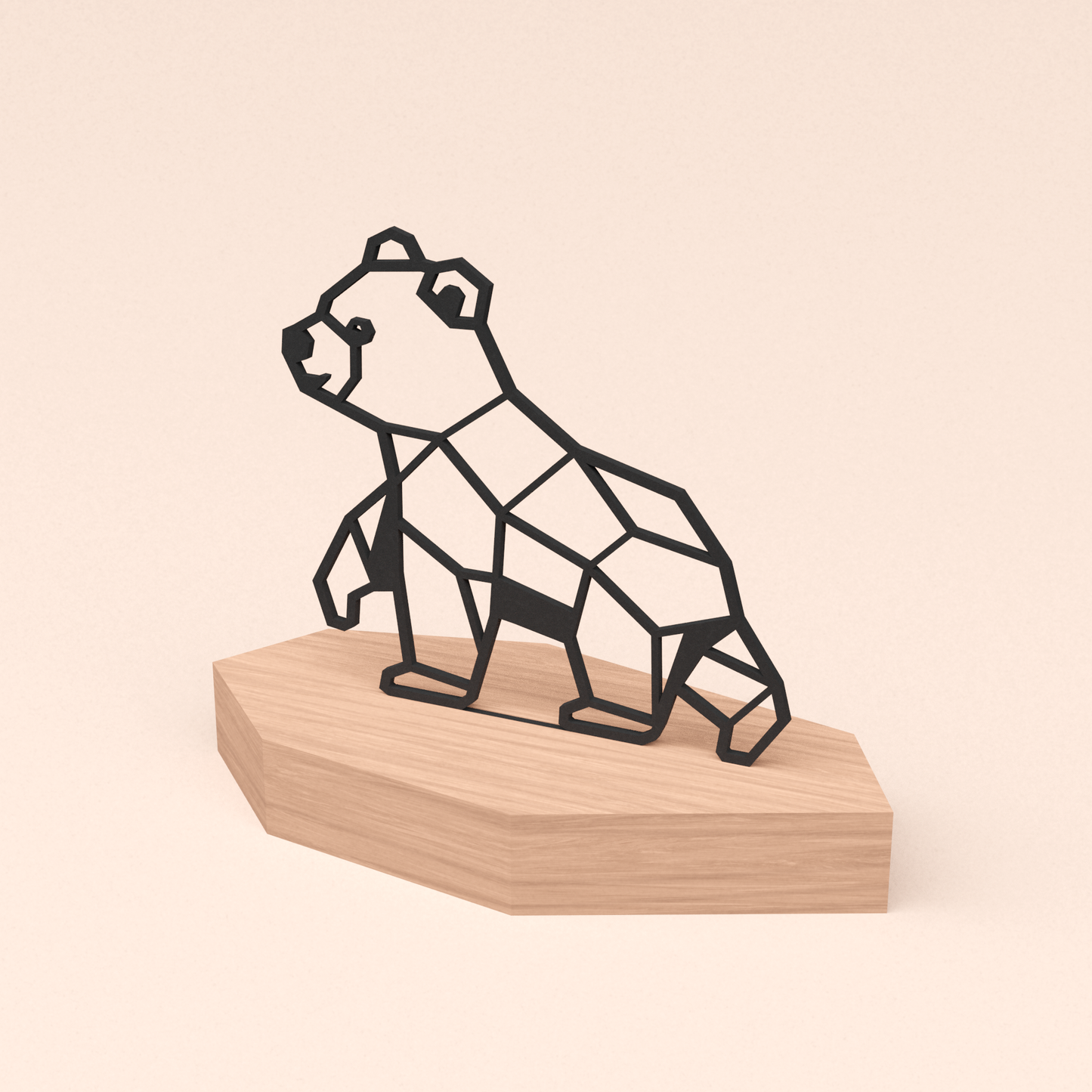 matzwarte design illustratie beer in houten standaard  