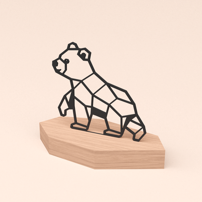 matzwarte design illustratie beer in houten standaard  