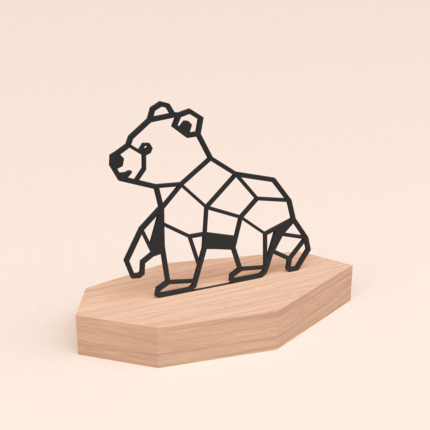 polygone design illustratie beer in kersenhouten standaard  