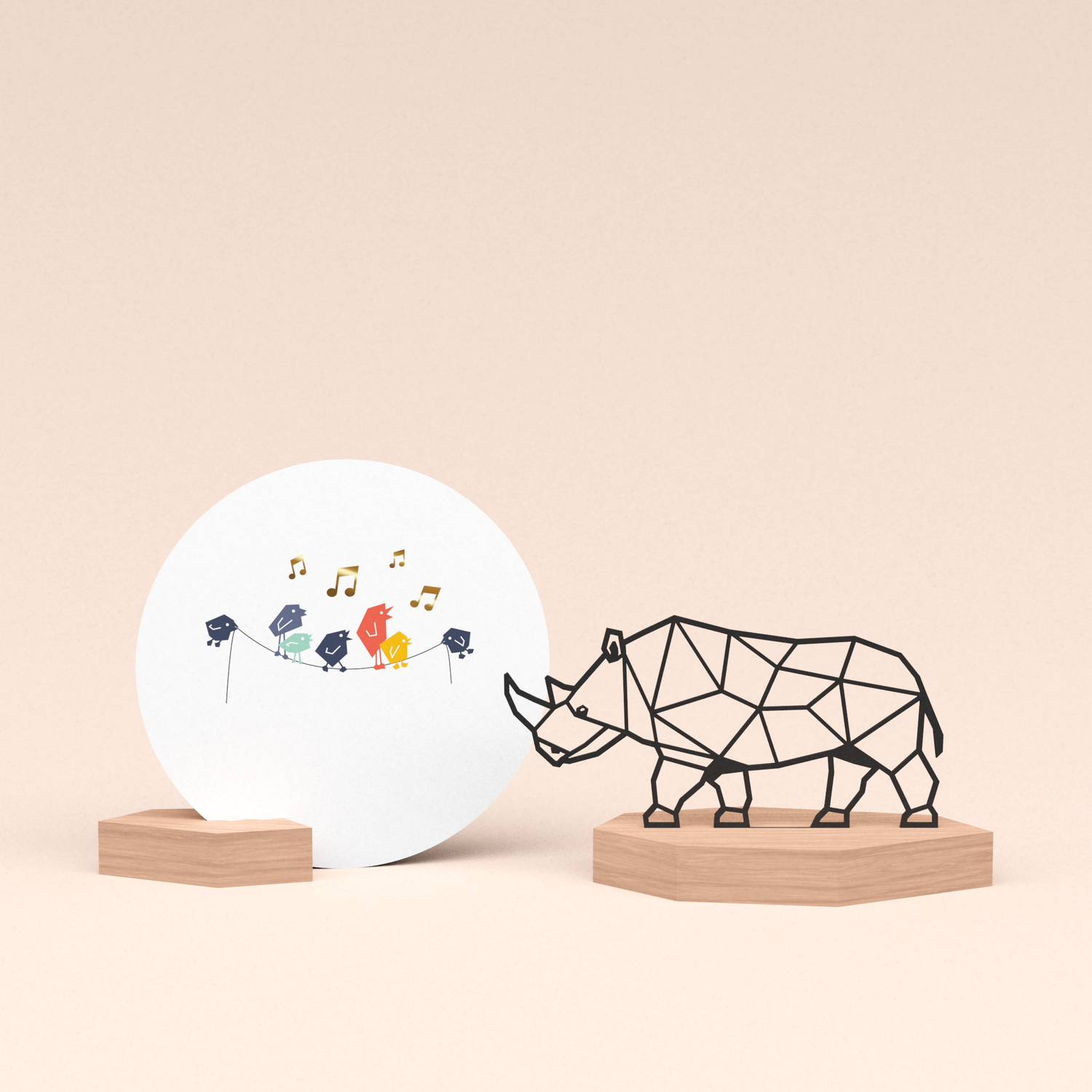 luxe cadeau kaartstandaard met neushoorn illustratie en ronde kaart tjieperdepiep hoera