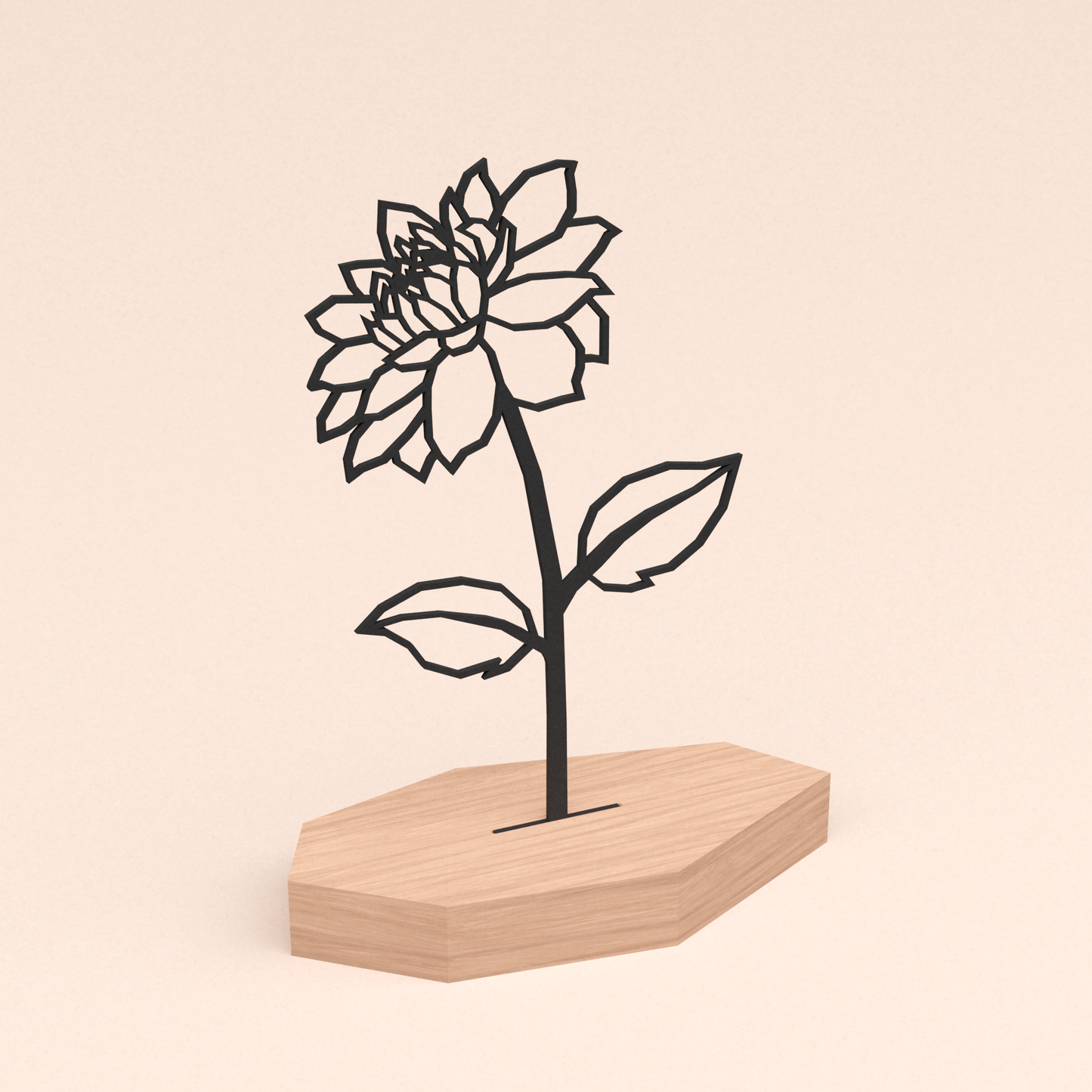 polygone design illustratie dahlia bloem in kersenhouten standaard  