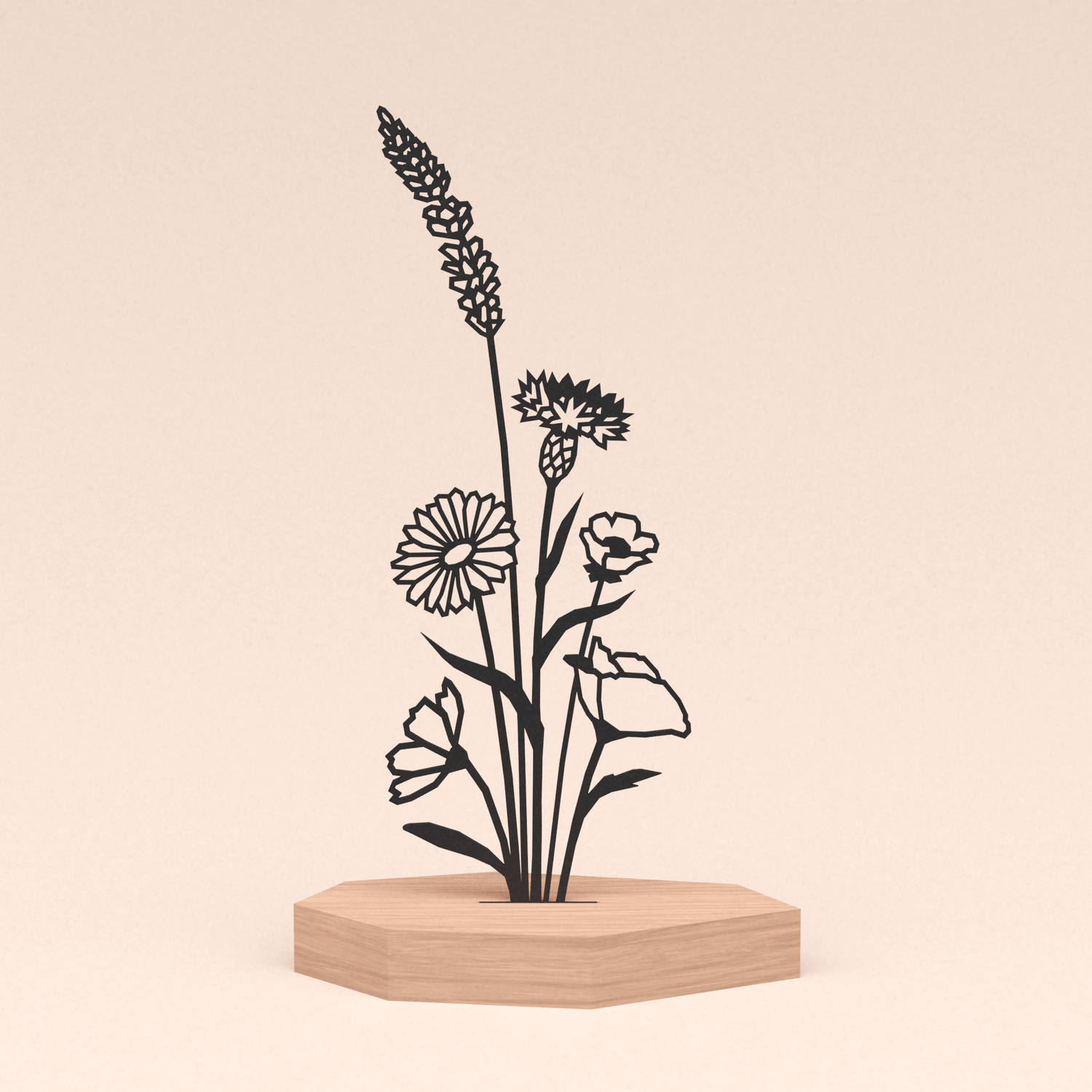 geometrische design illustratie bloemenboeket in kersenhouten standaard