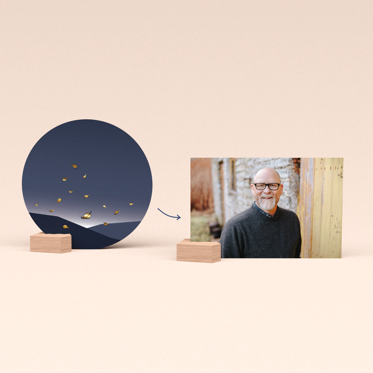 Condoleance cadeau met Gouden vallende blaadjes kaart