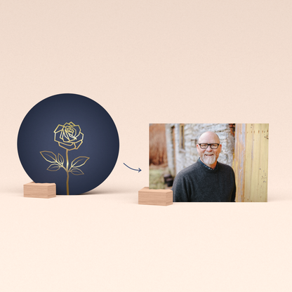 Condoleance cadeau met Gouden Roos kaart (blauw)
