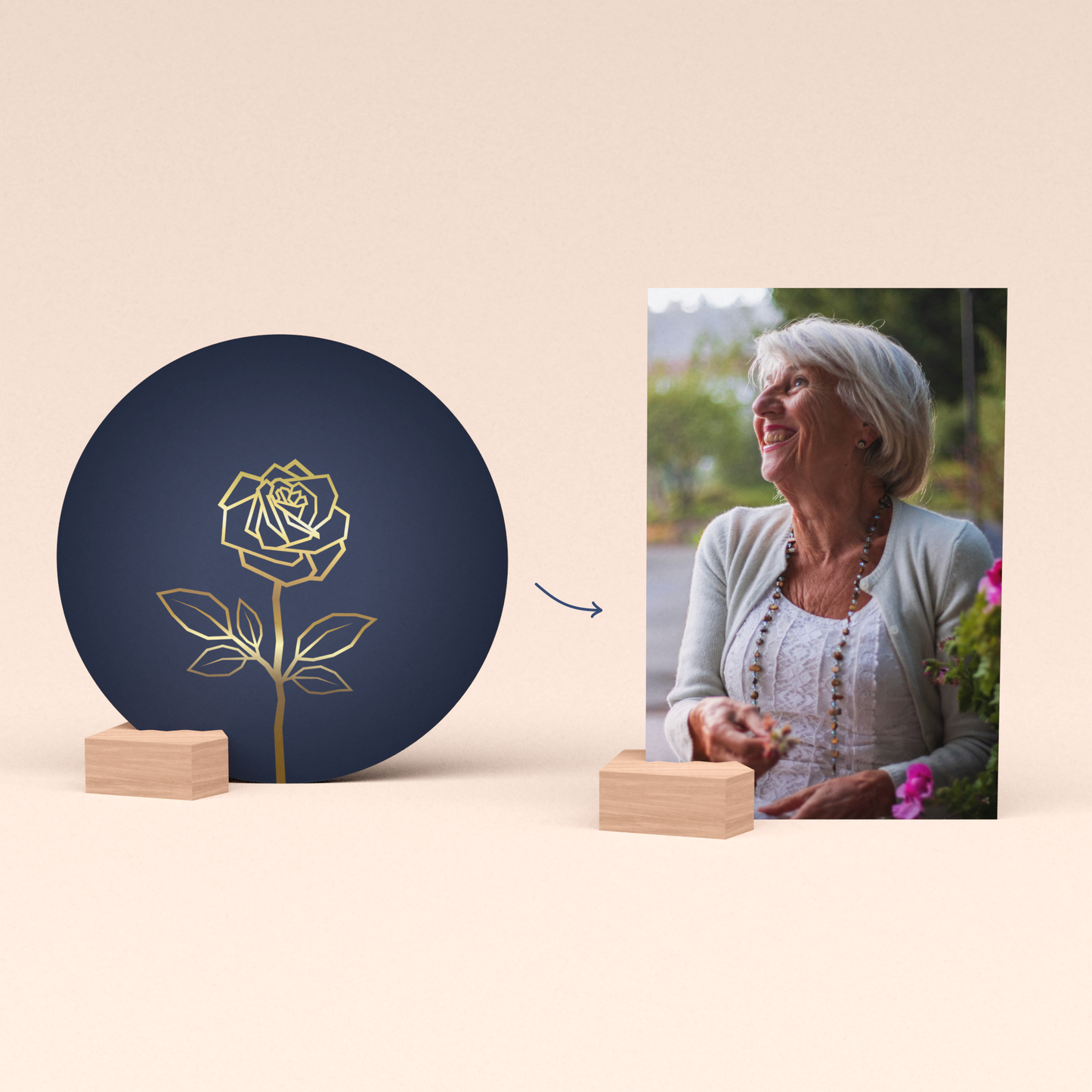 Condoleance cadeau met Gouden Roos kaart (blauw)