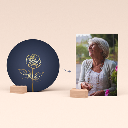 Condoleance cadeau met Gouden Roos kaart (blauw)