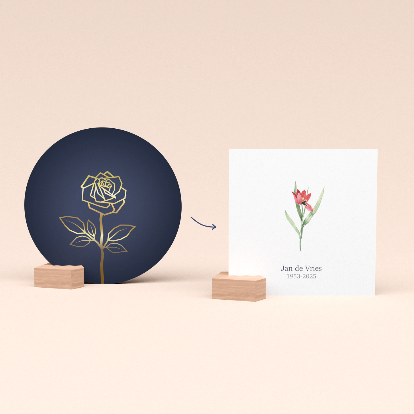Condoleance cadeau met Gouden Roos kaart (blauw)