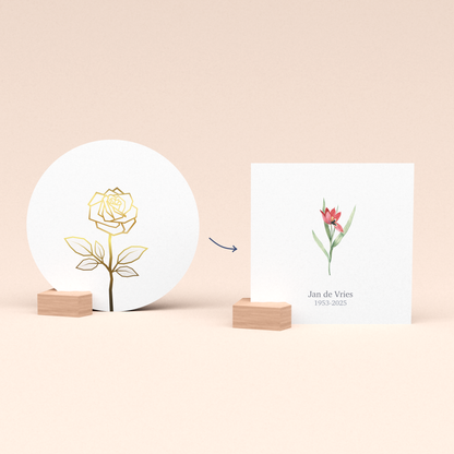 Condoleance cadeau met Gouden Roos kaart (wit)