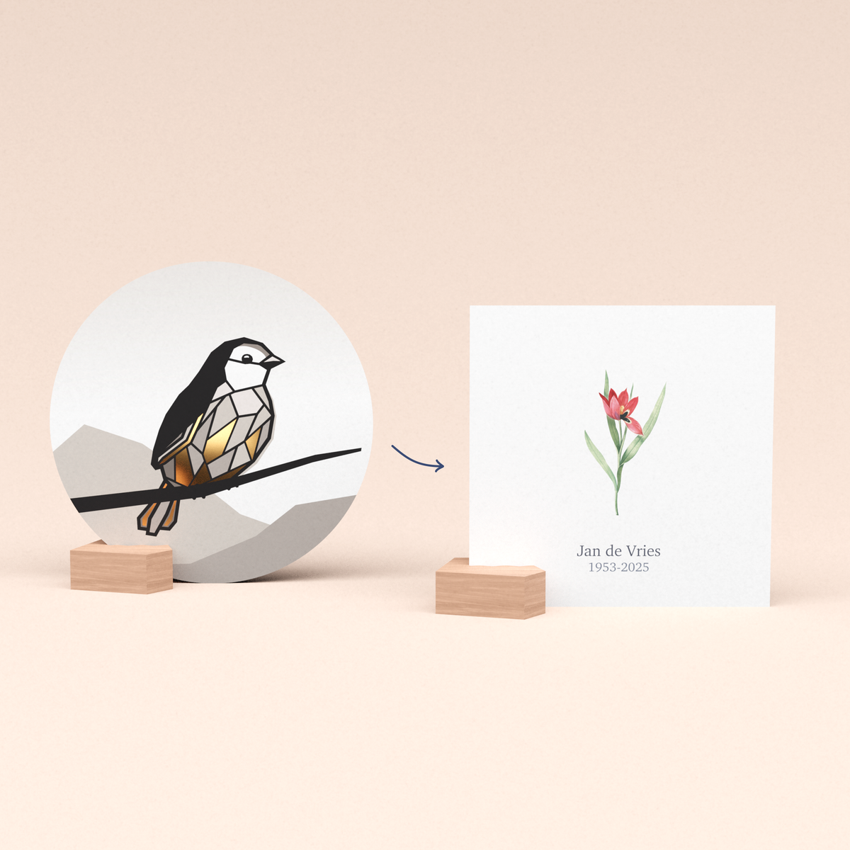 Condoleance cadeau met Vogel wenskaart