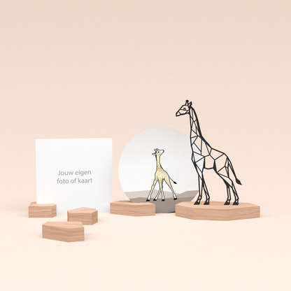 premium wenskaarthouder cadeauset met giraf illustratie en luxe ronde kaart girafje 