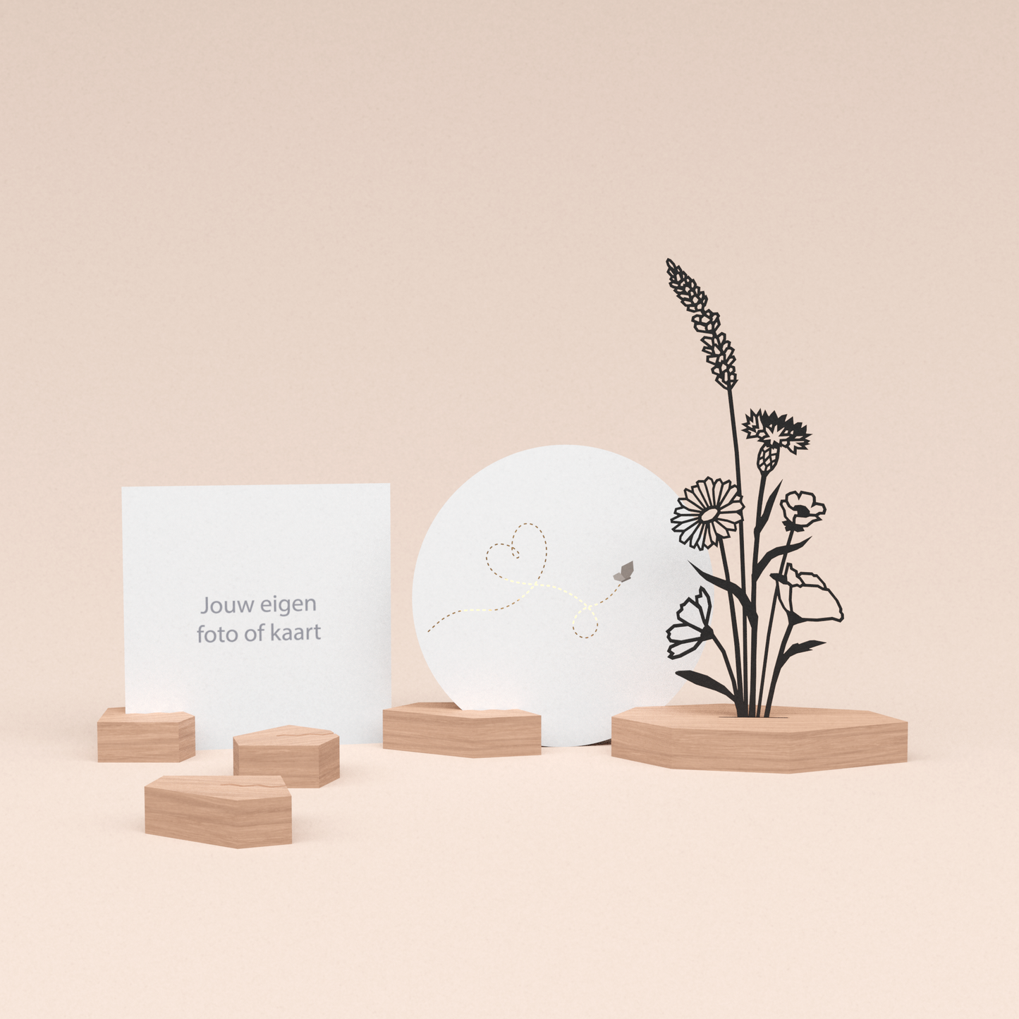 premium kaarthouder cadeauset met bloemenboeket illustratie en luxe ronde kaart liefdevolle vlinder 