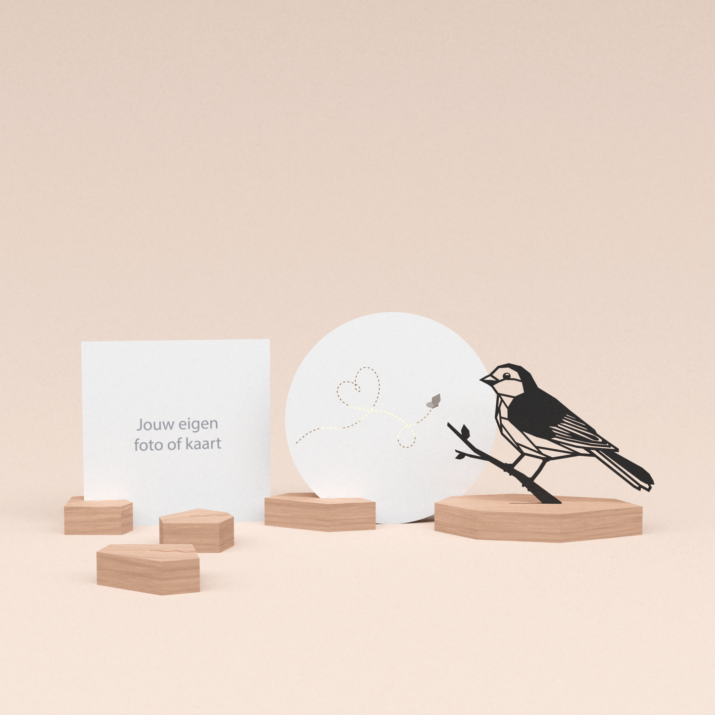 premium wenskaarthouder cadeauset met mus illustratie en luxe ronde kaart liefdevolle vlinder 