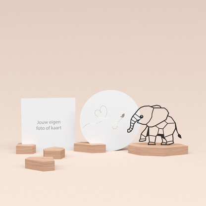 premium fotohouder cadeauset met olifant illustratie en luxe ronde wenskaart liefdevolle vlinder 