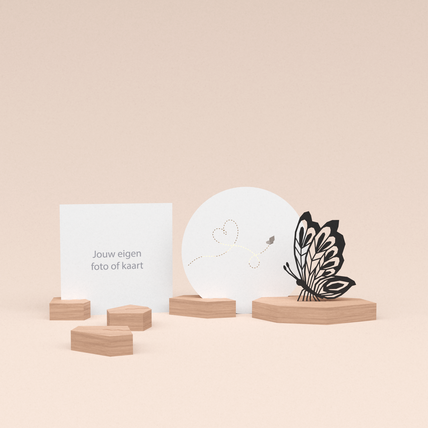 premium wenskaarthouder cadeauset met vlinder illustratie en luxe ronde kaart liefdevolle vlinder 