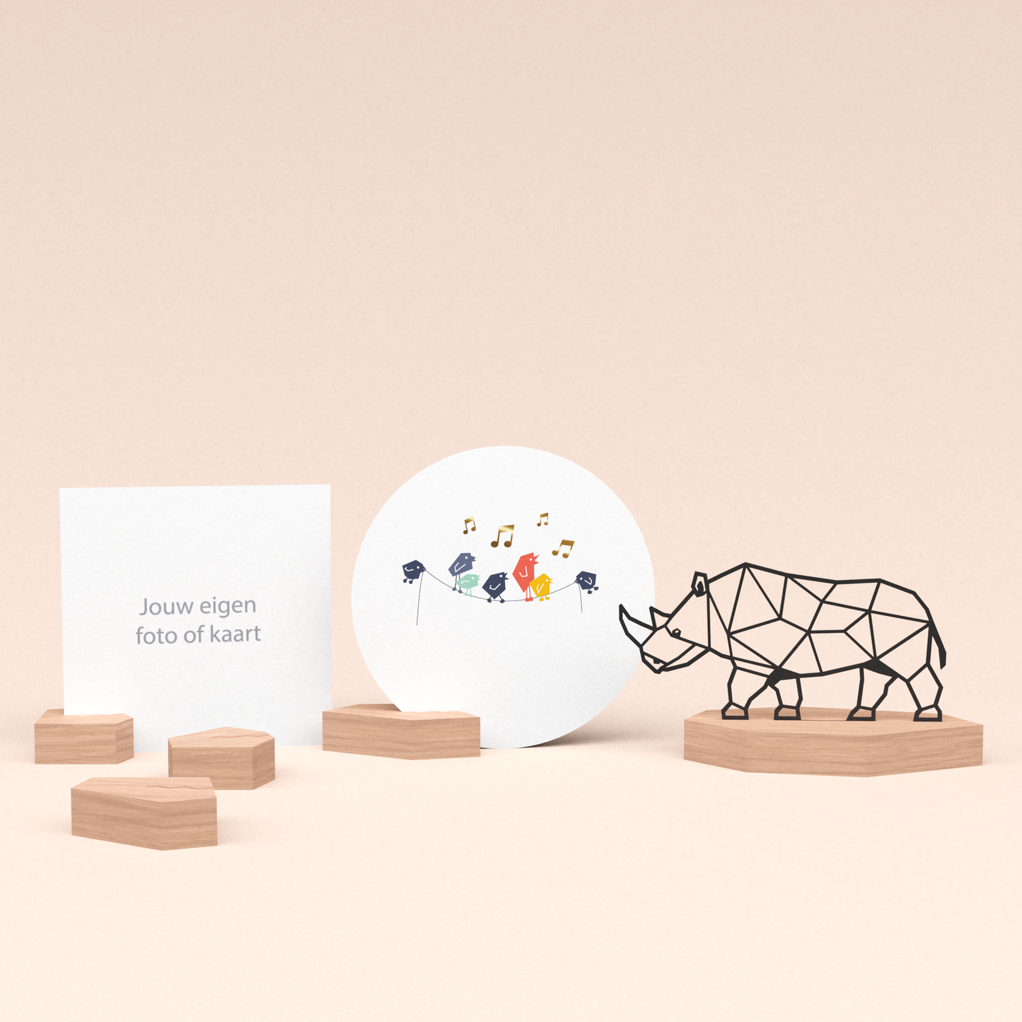 premium kaarthouder cadeauset met neushoorn illustratie en luxe ronde kaart tjieperdepiep hoera! 