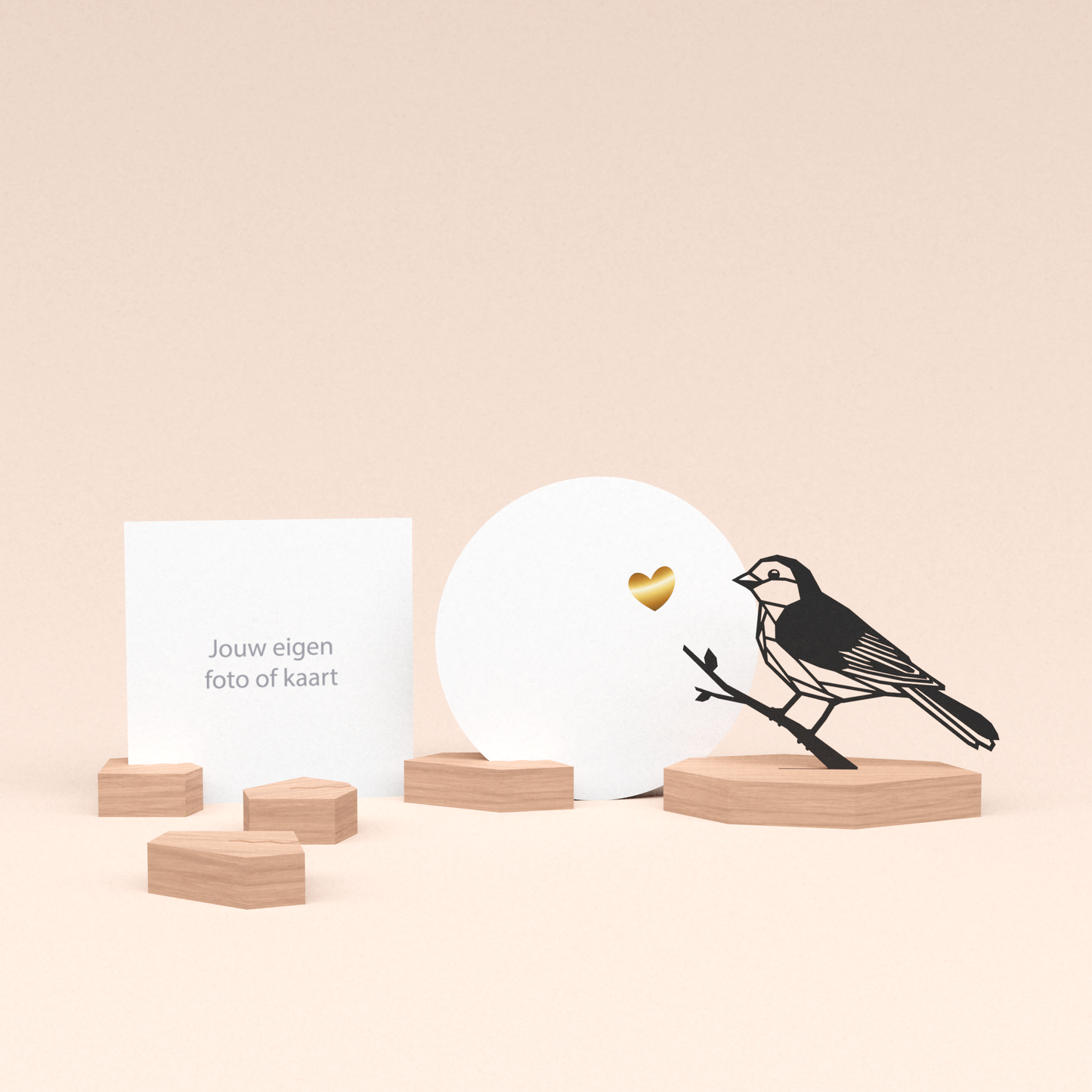 premium kaarthouder cadeauset met mus illustratie en luxe ronde kaart veel liefs 