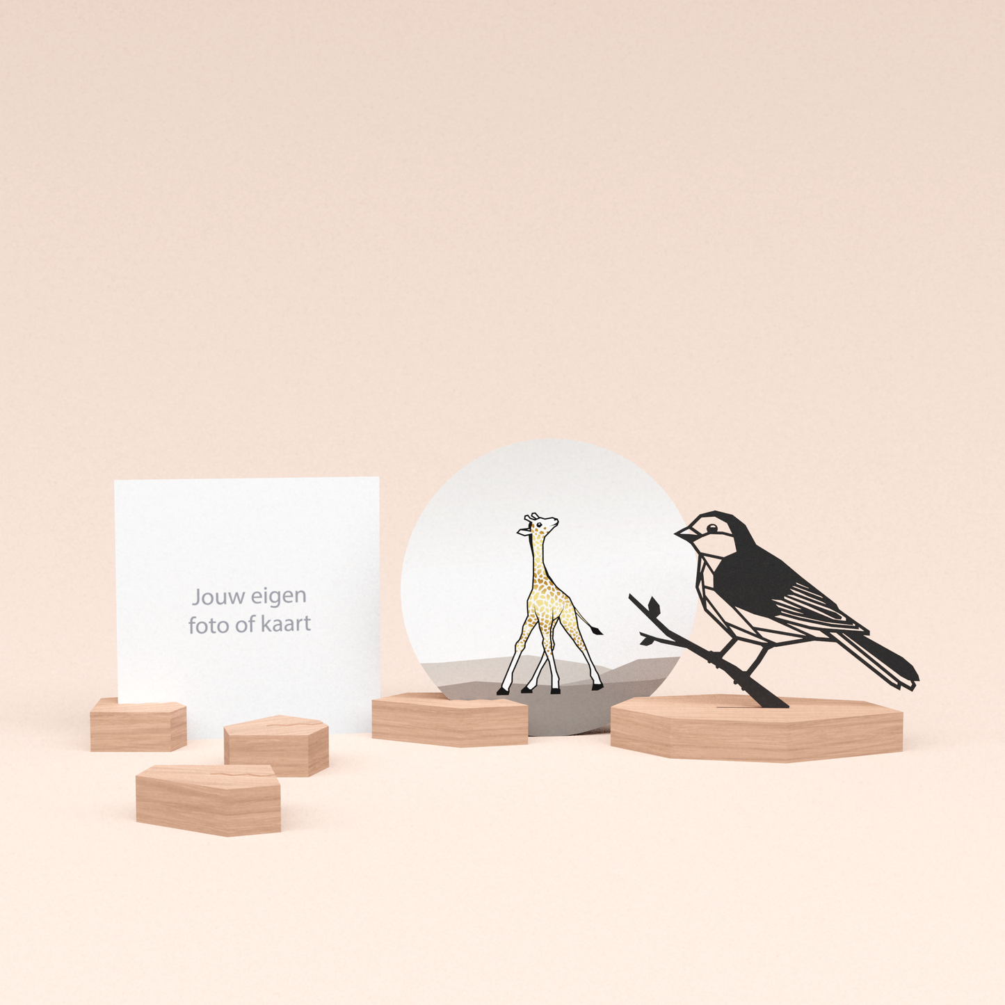 premium kaarthouder cadeauset met mus illustratie en luxe ronde kaart girafje 