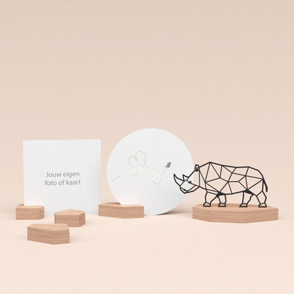 premium fotohouder cadeauset met neushoorn illustratie en luxe ronde wenskaart liefdevolle vlinder 