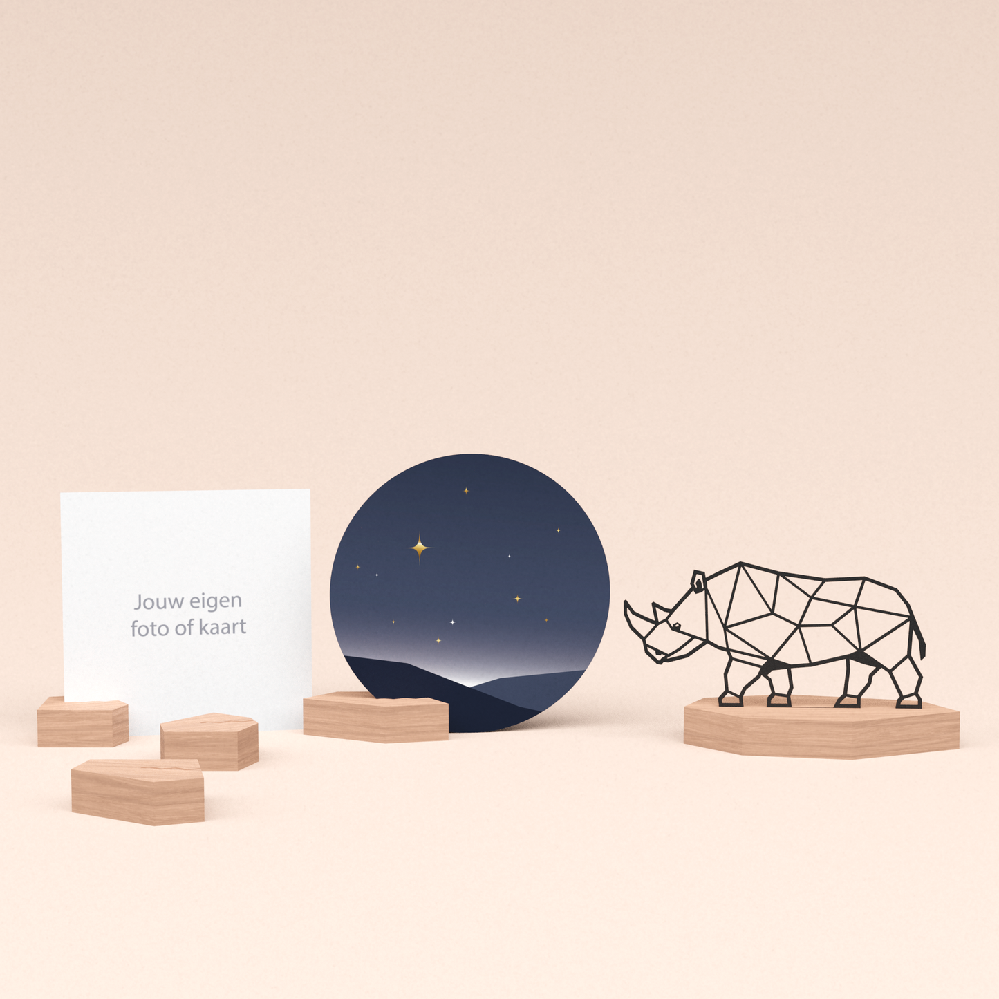 premium kaarthouder cadeauset met neushoorn illustratie en luxe ronde kaart sterrenhemel 