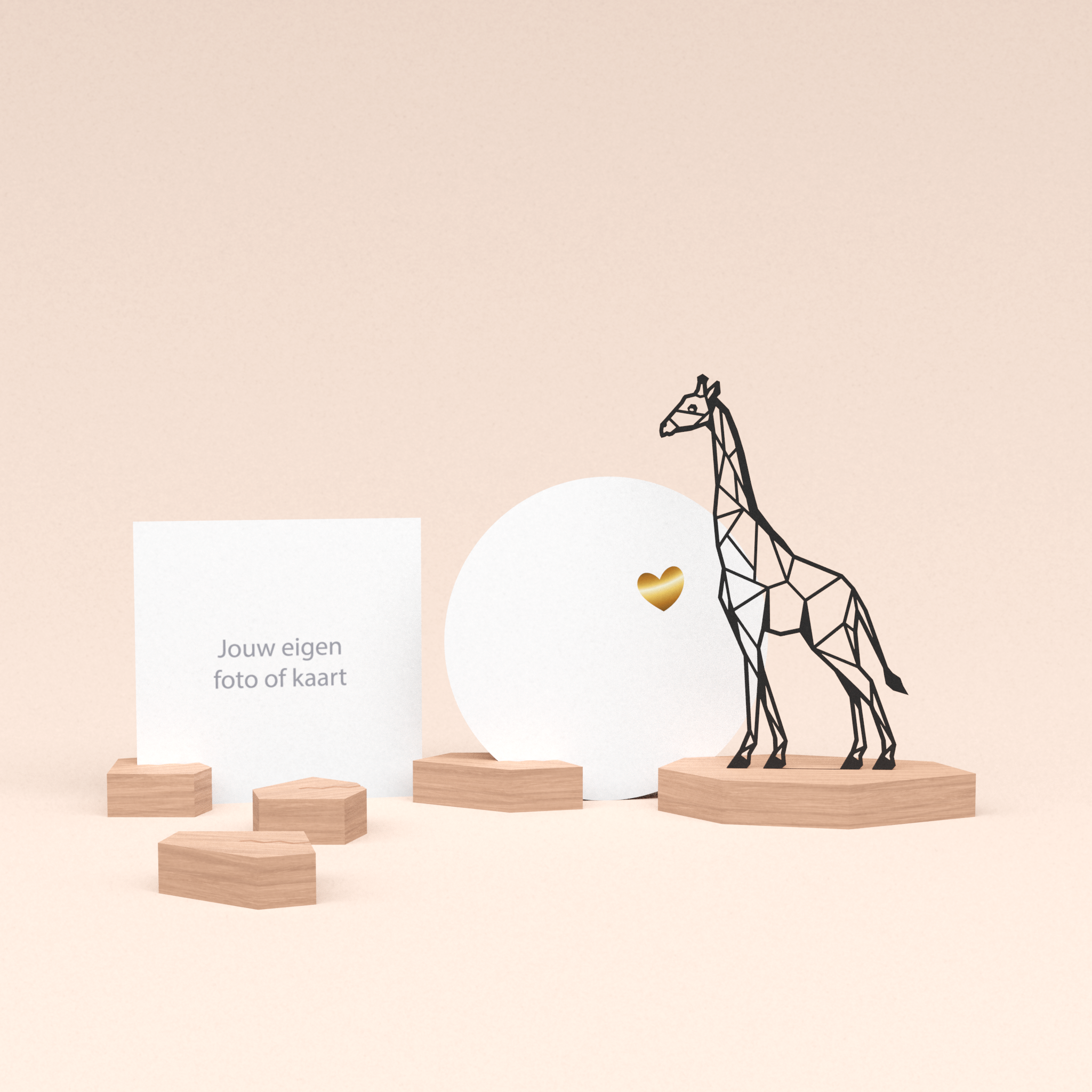 premium kaarthouder cadeauset met giraf illustratie en luxe ronde kaart veel liefs 