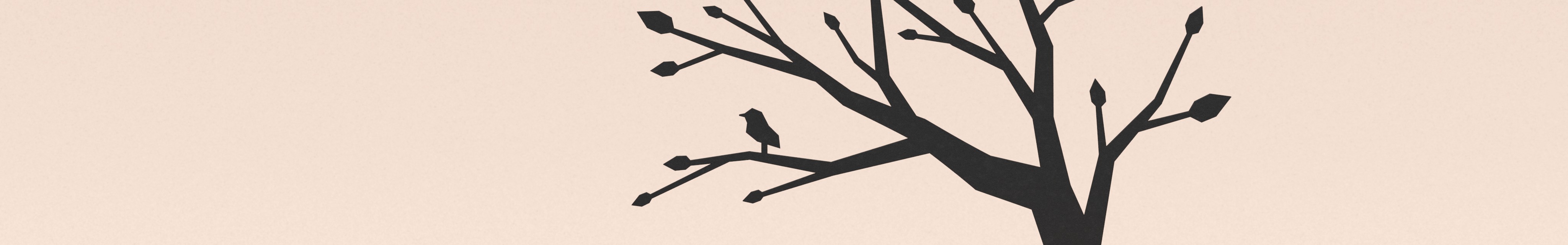 design silhouette boom met vogeltje in geometisch matzwart ontwerp