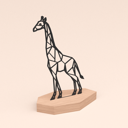 polygone design illustratie giraf in kersenhouten standaard  