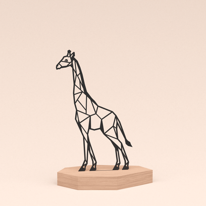 polygone design illustratie giraf in kersenhouten standaard  