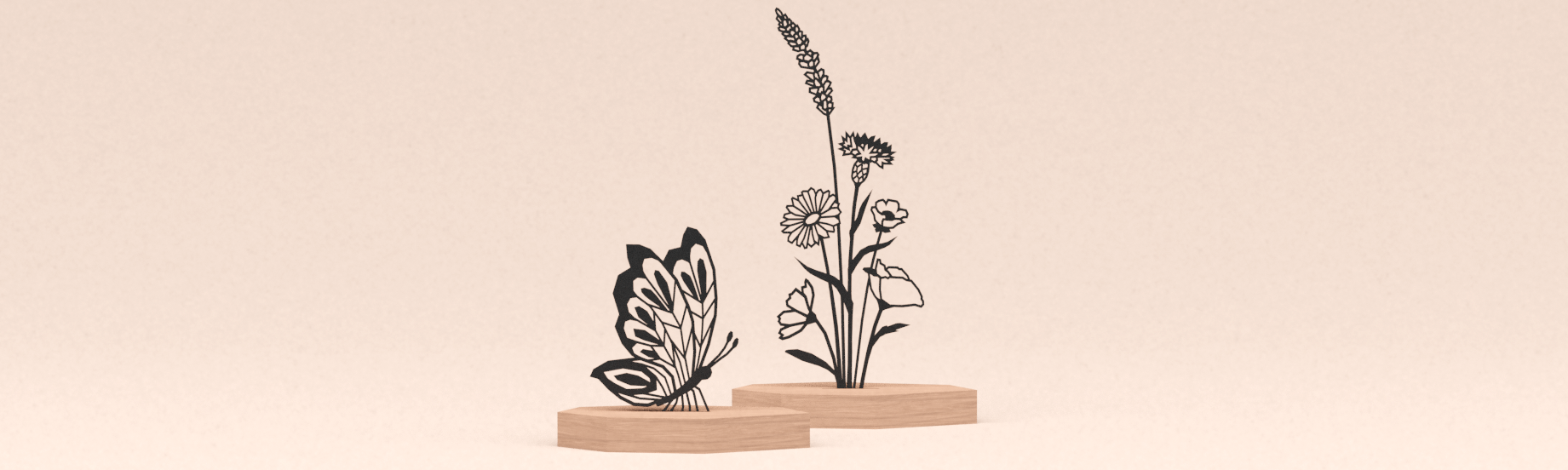 Hart onder de riem cadeau voor vriendin. Bloemen boeket en vlinder in houten standaard.