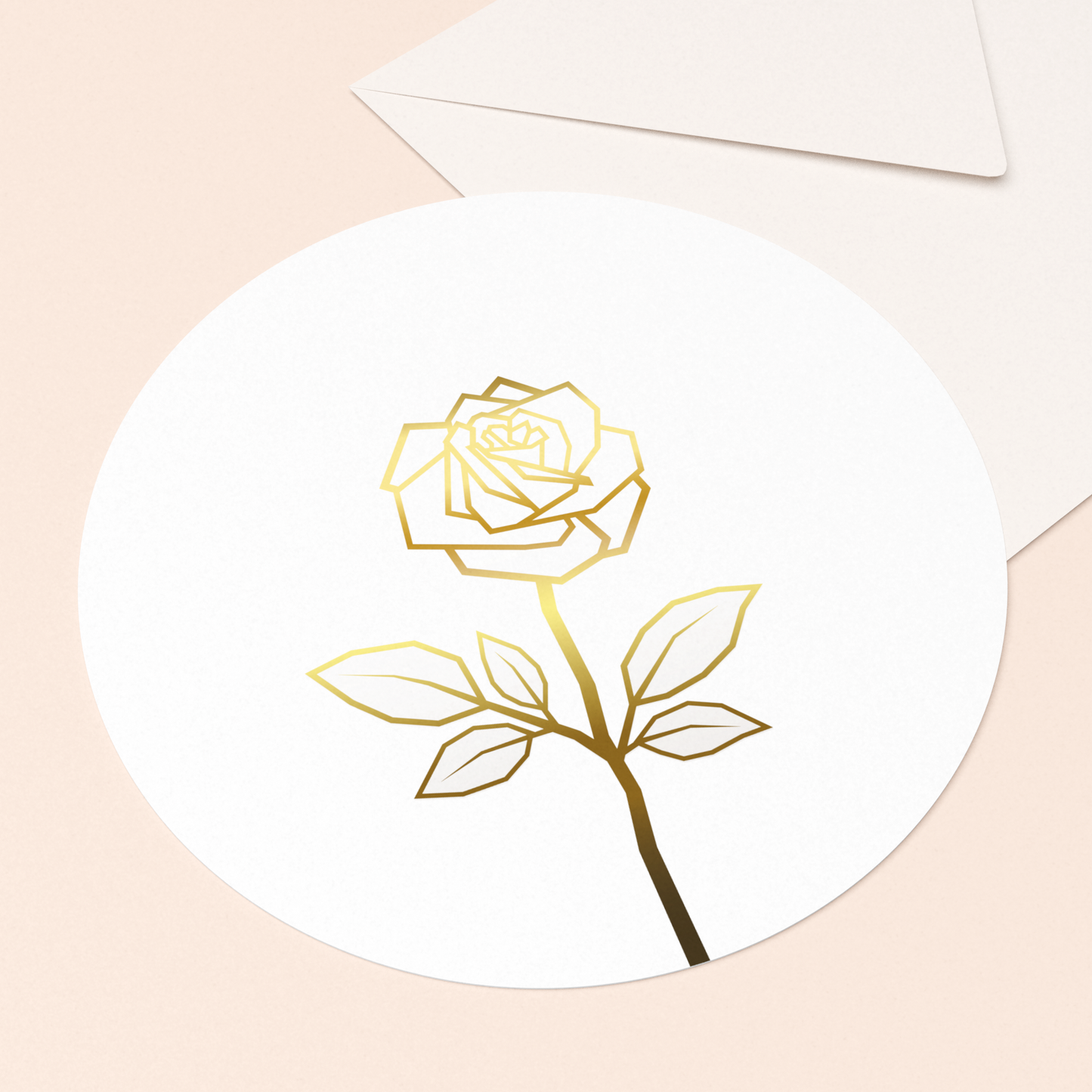 luxe kaart roos wit met goud in vierkante envelop  