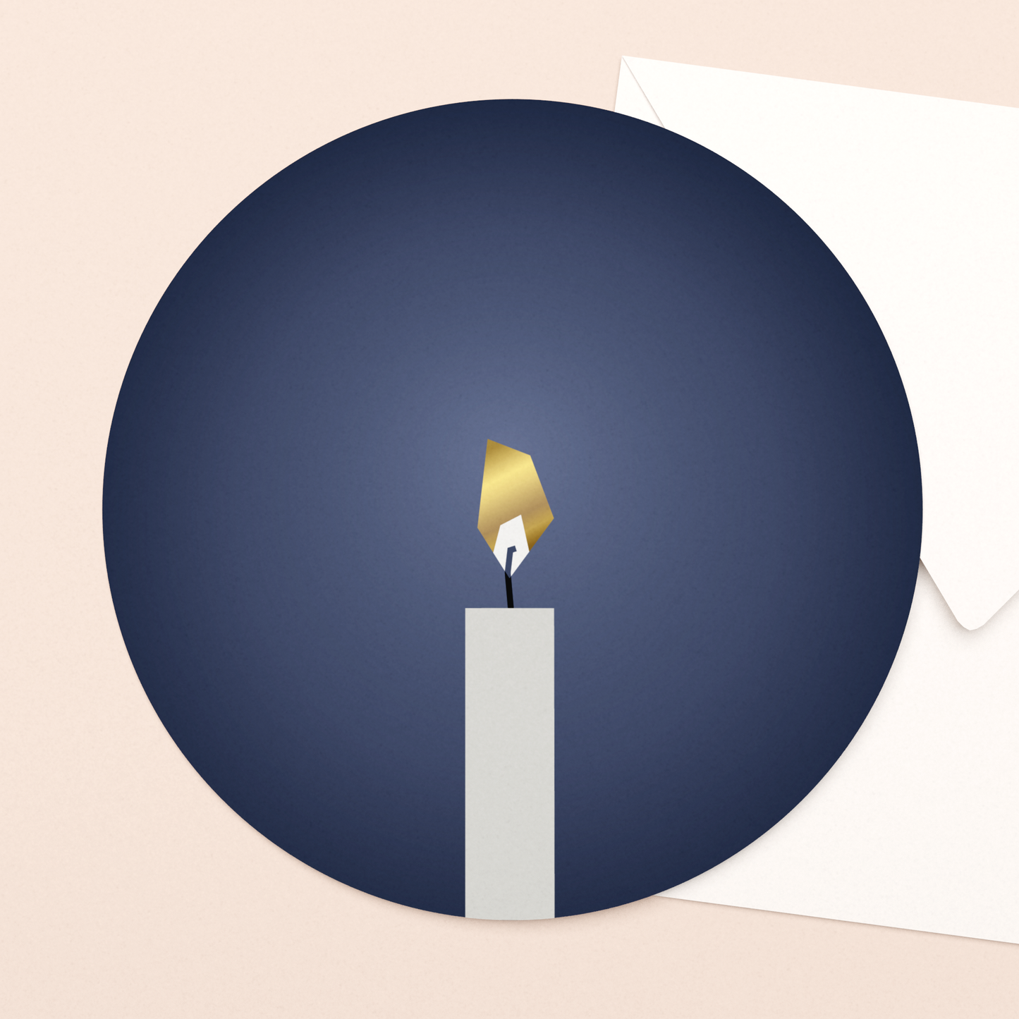 luxe wenskaart kaarslicht met goudfolie in vierkante envelop  