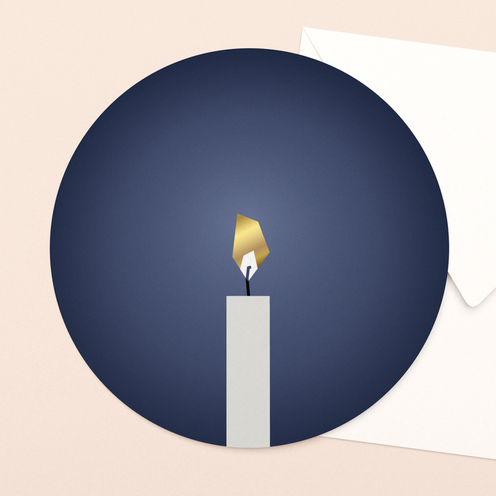 luxe wenskaart kaarslicht met goudfolie in vierkante envelop  