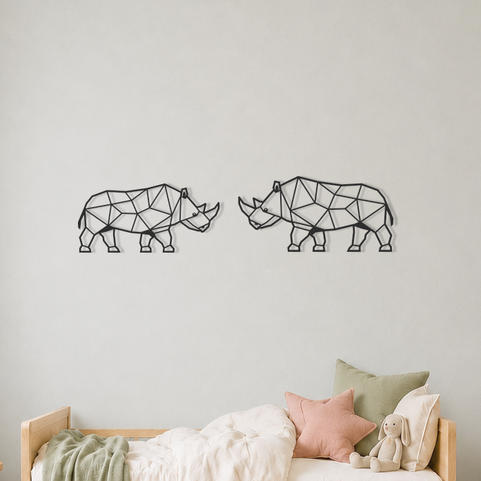 Wanddecoratie Neushoorn zwart